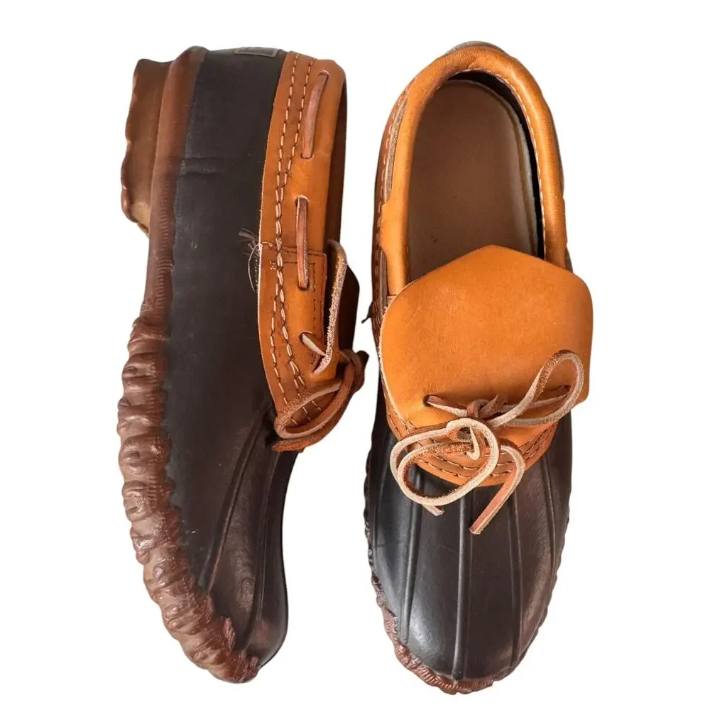 L.L.Bean Vintage 1970s Maine Hunting Shoes Duck Boots Made USA Leather 7